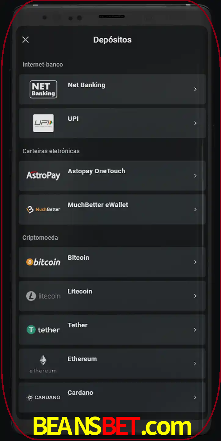Você pode usar métodos alternativos de depósito.